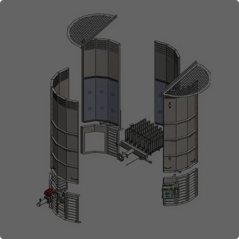 Technical drawing of machinery components